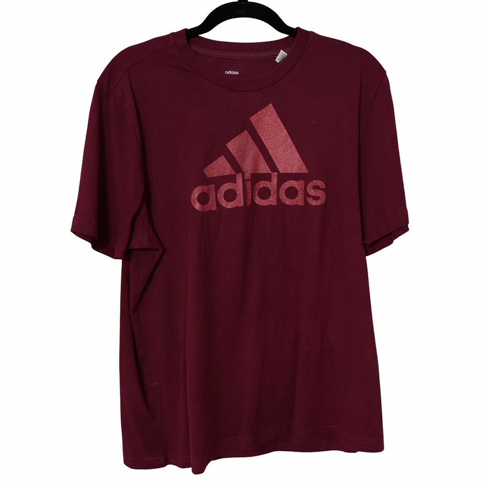 Adidas Men’s L Trefoil Textured Logo Tee Burgundy Maroon Streetwear Shirt
